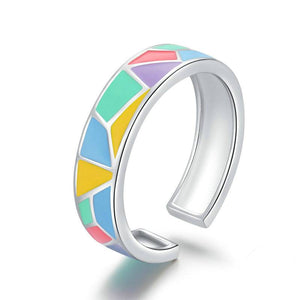 Geometric Pastel Rainbow Adjustable Ring