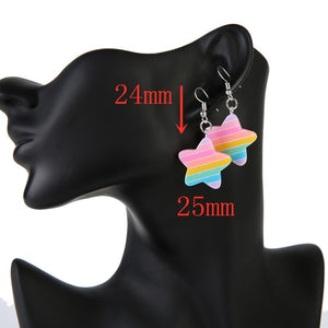 Rainbow Jelly Heart Stars Earrings