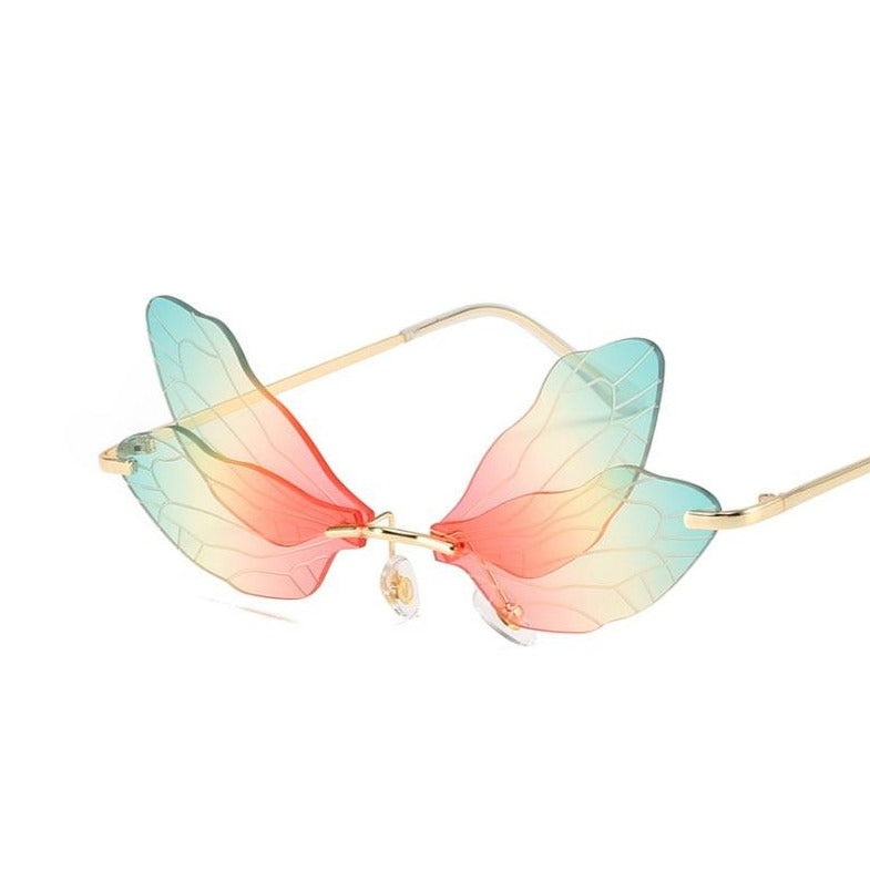Psychedelic Dragonfly Wings Rimless Glasses