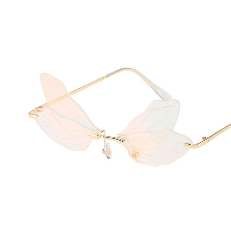 Psychedelic Dragonfly Wings Rimless Glasses
