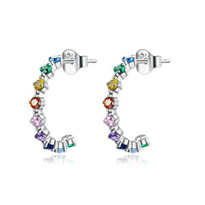 Rainbow Half Hoop Earrings