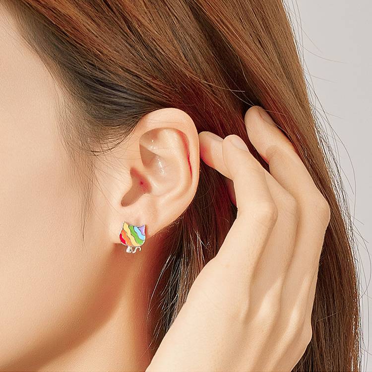 Rainbow Enamel Animals Ear Studs