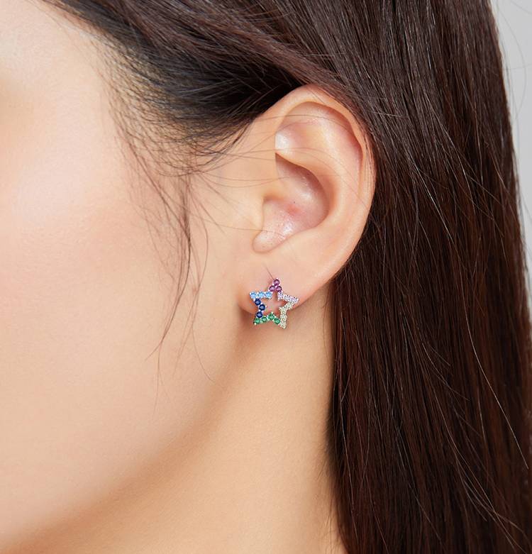 Rainbow Moon & Star Mismatched Earrings