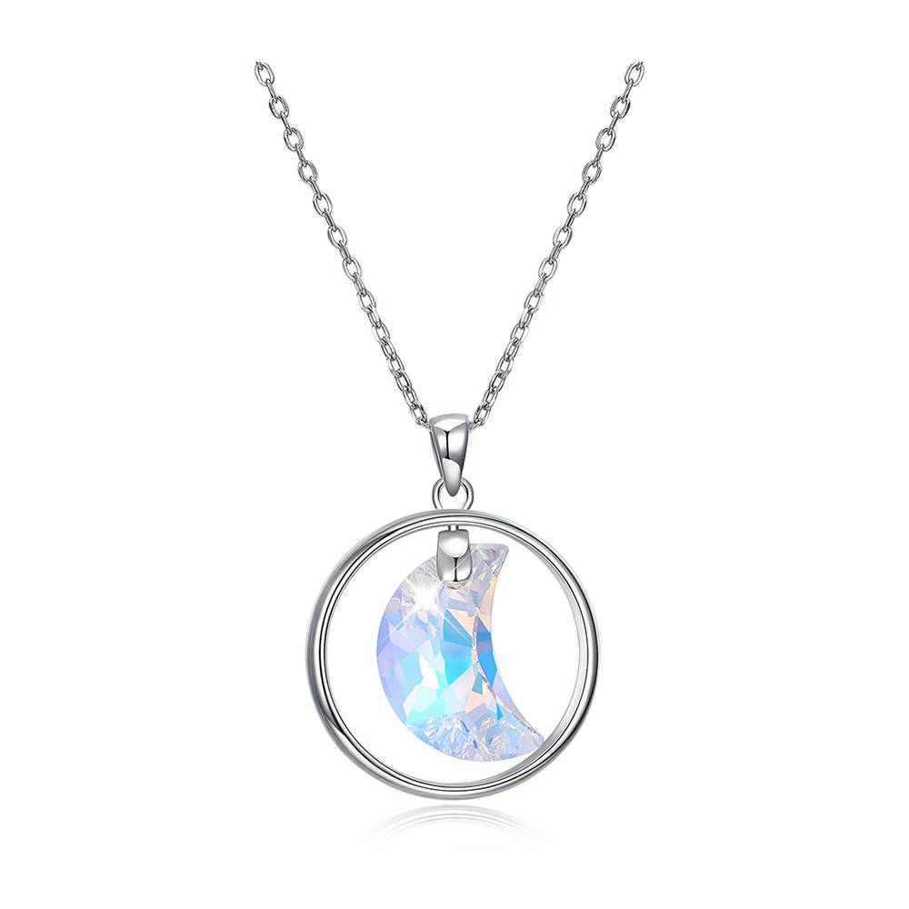 Iridescent Crescent Moon Necklace