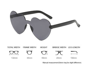 Heart-Eyes Rimless Sunglasses