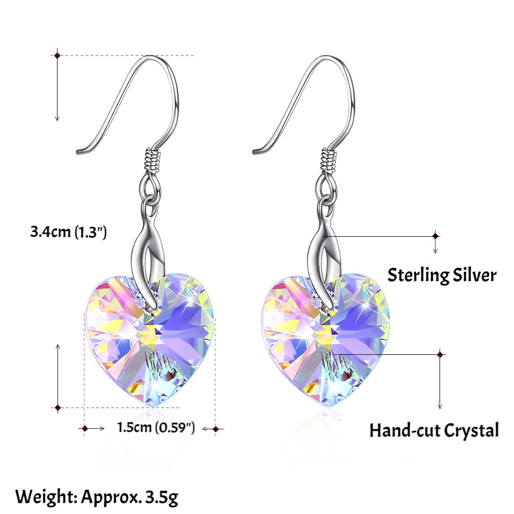 Iridescent Heart Crystals Earrings