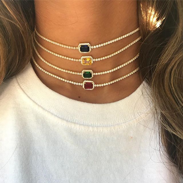 Dainty Multicolor Rhinestones Choker