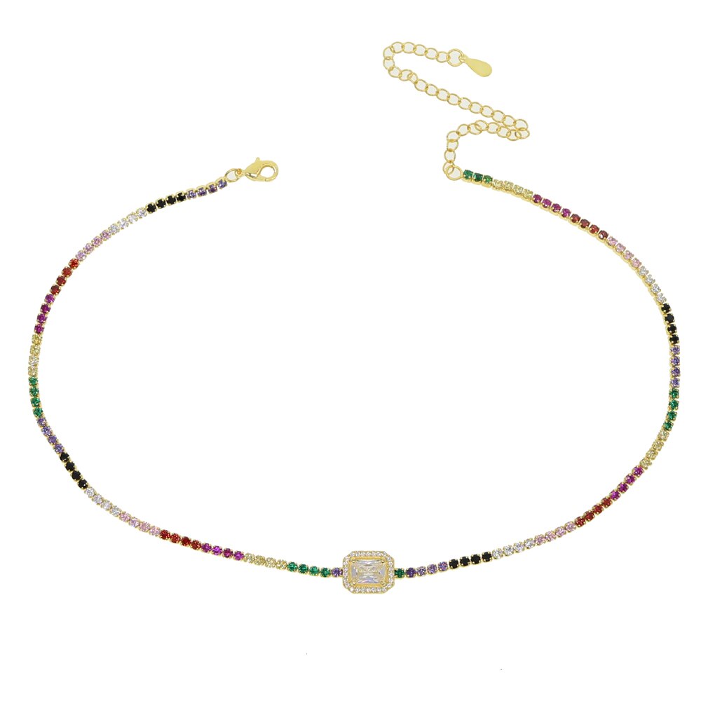 Dainty Multicolor Rhinestones Choker
