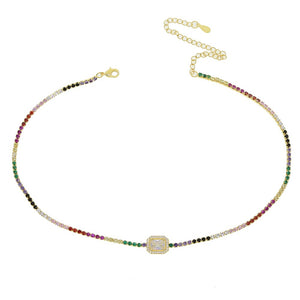 Dainty Multicolor Rhinestones Choker