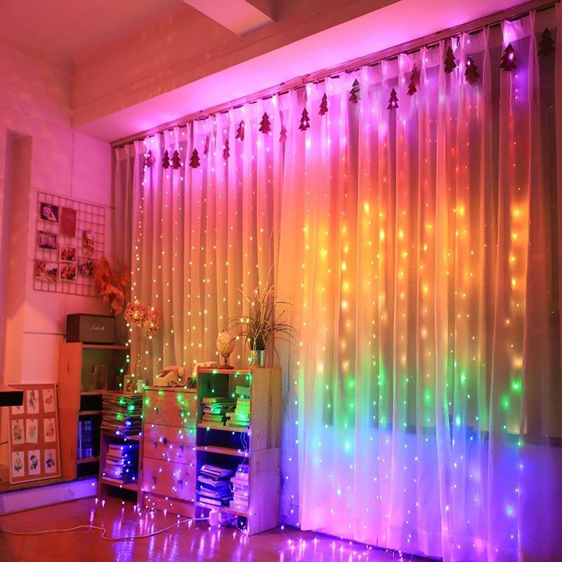Rainbow LED Curtain String Lights