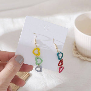 Rainbow Hearts Drop Earrings