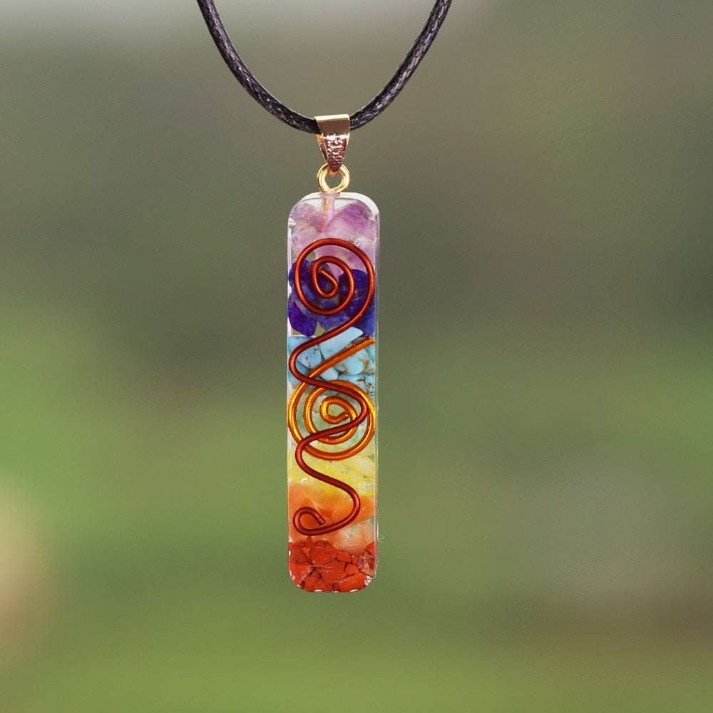 Rainbow Chakras Orgonite Necklace