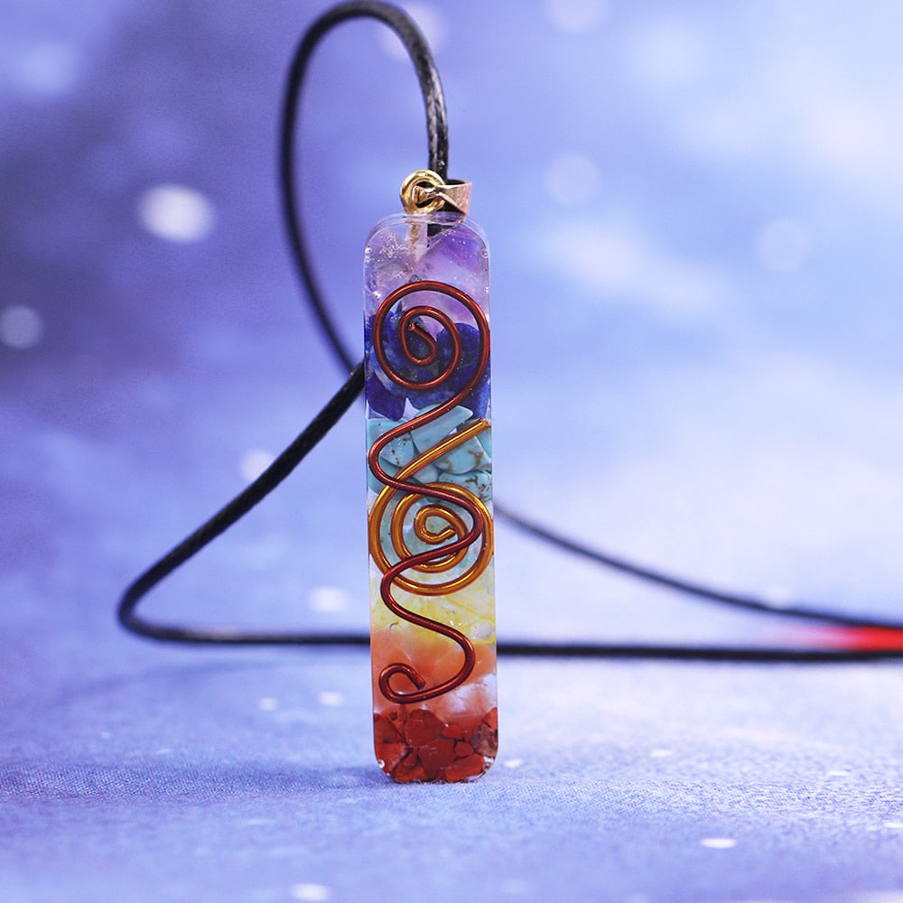 Rainbow Chakras Orgonite Necklace