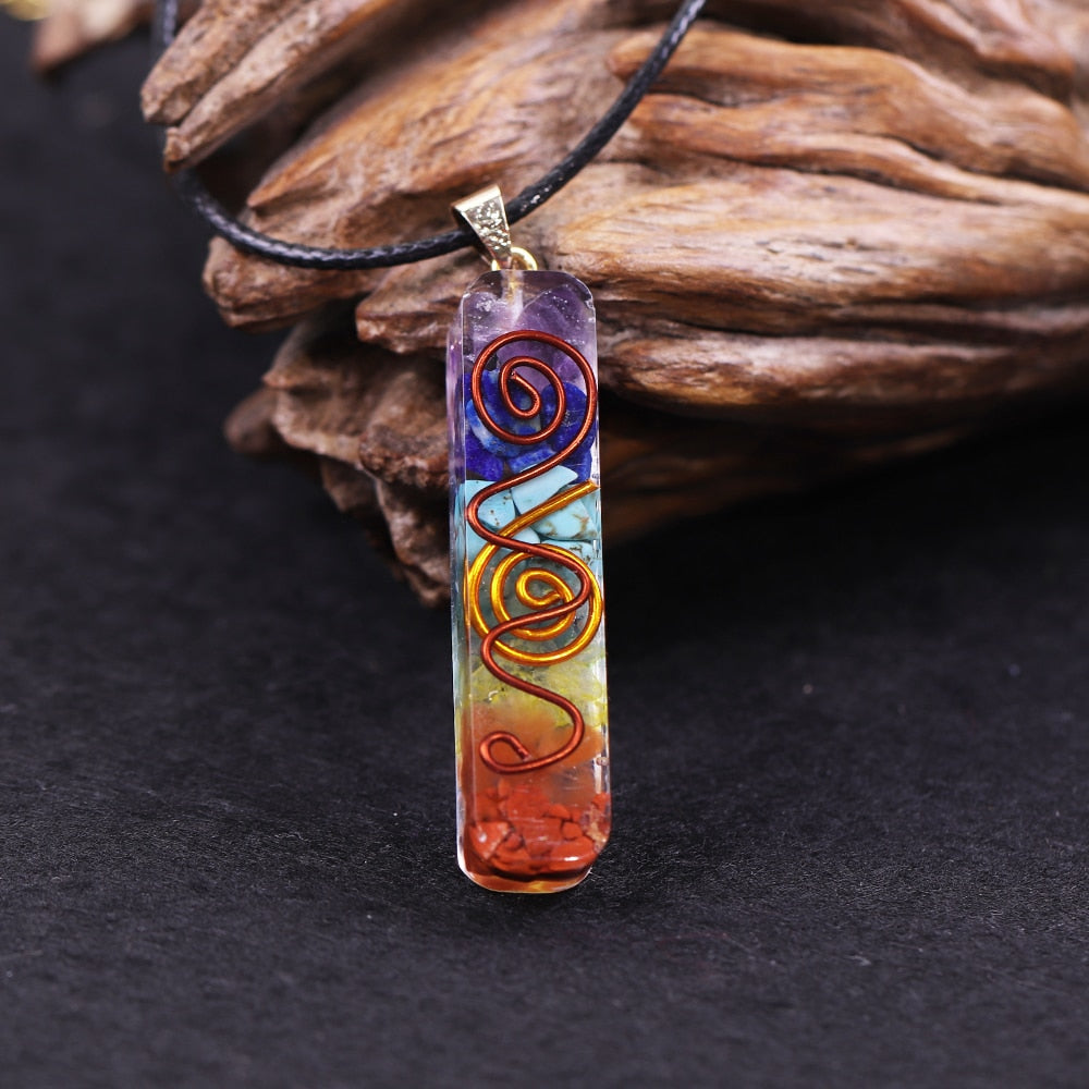 Rainbow Chakras Orgonite Necklace