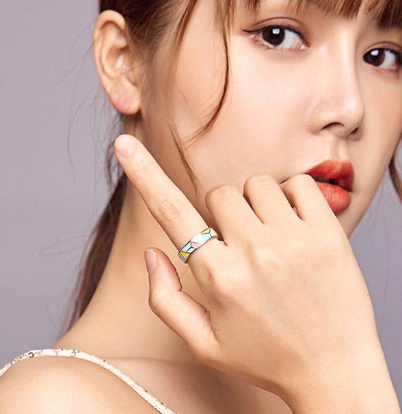 Geometric Pastel Rainbow Adjustable Ring