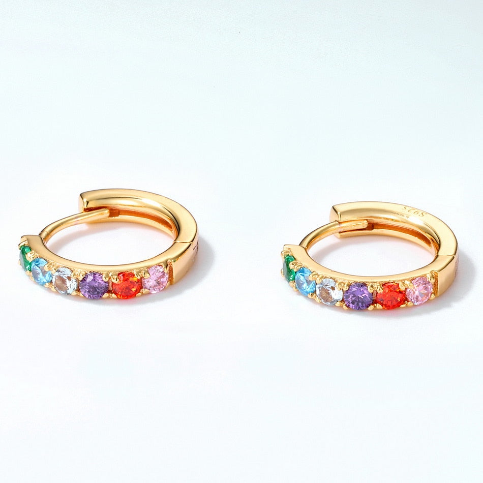Rainbow Sparkle Hoop Earrings