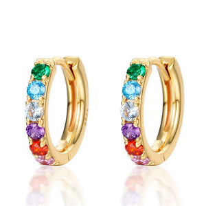 Rainbow Sparkle Hoop Earrings
