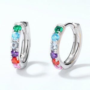 Rainbow Sparkle Hoop Earrings