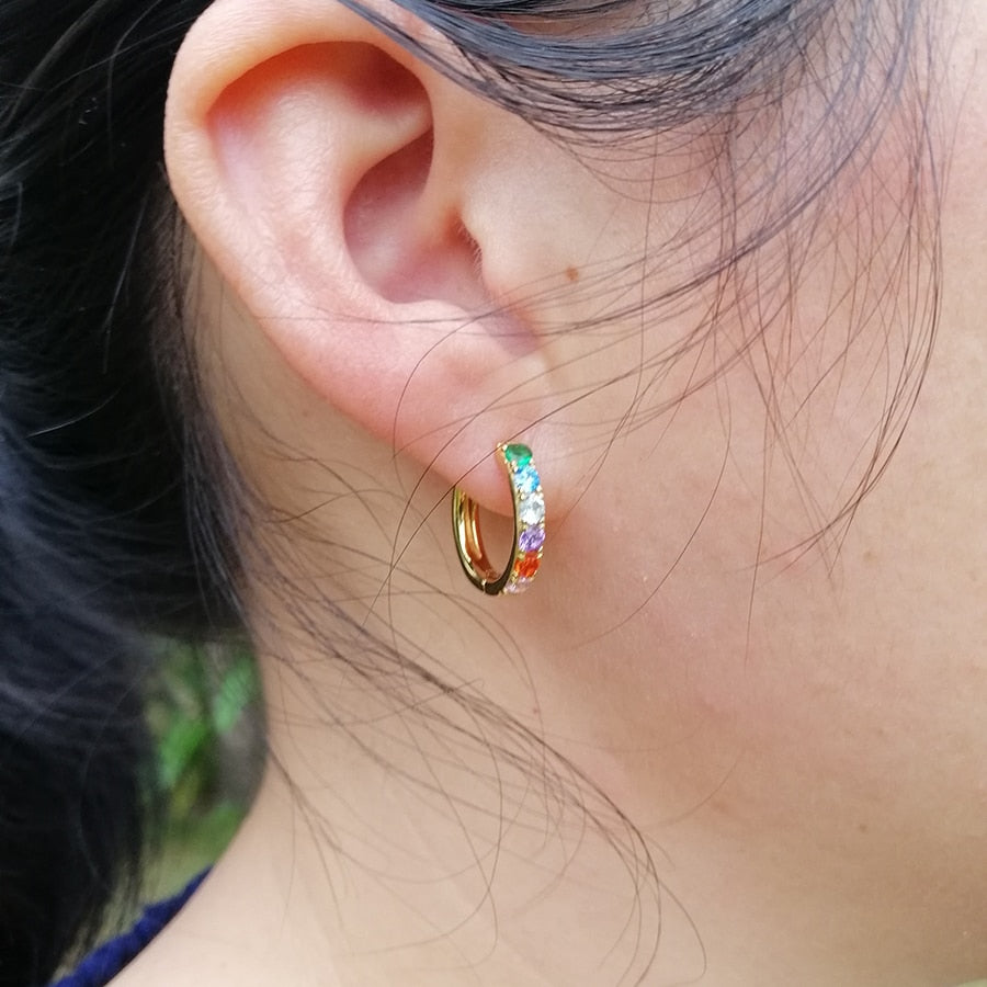 Rainbow Sparkle Hoop Earrings