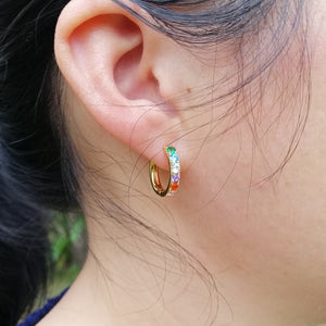 Rainbow Sparkle Hoop Earrings