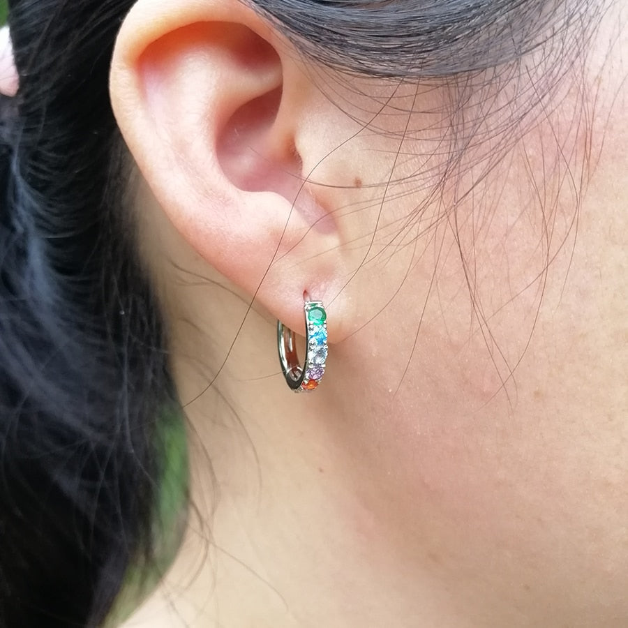 Rainbow Sparkle Hoop Earrings