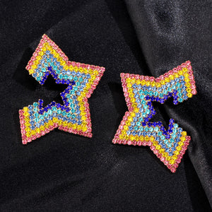 Rainbow Rhinestones Statement Earrings