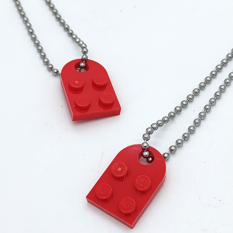 Heart-Shaped Bricks Couple Necklace