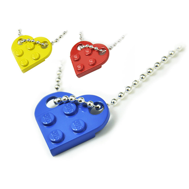 Heart-Shaped Bricks Couple Necklace