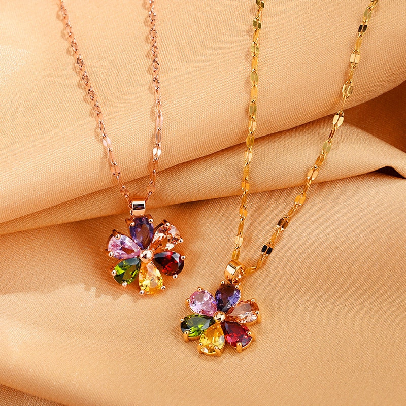 Rainbow Petals Necklace