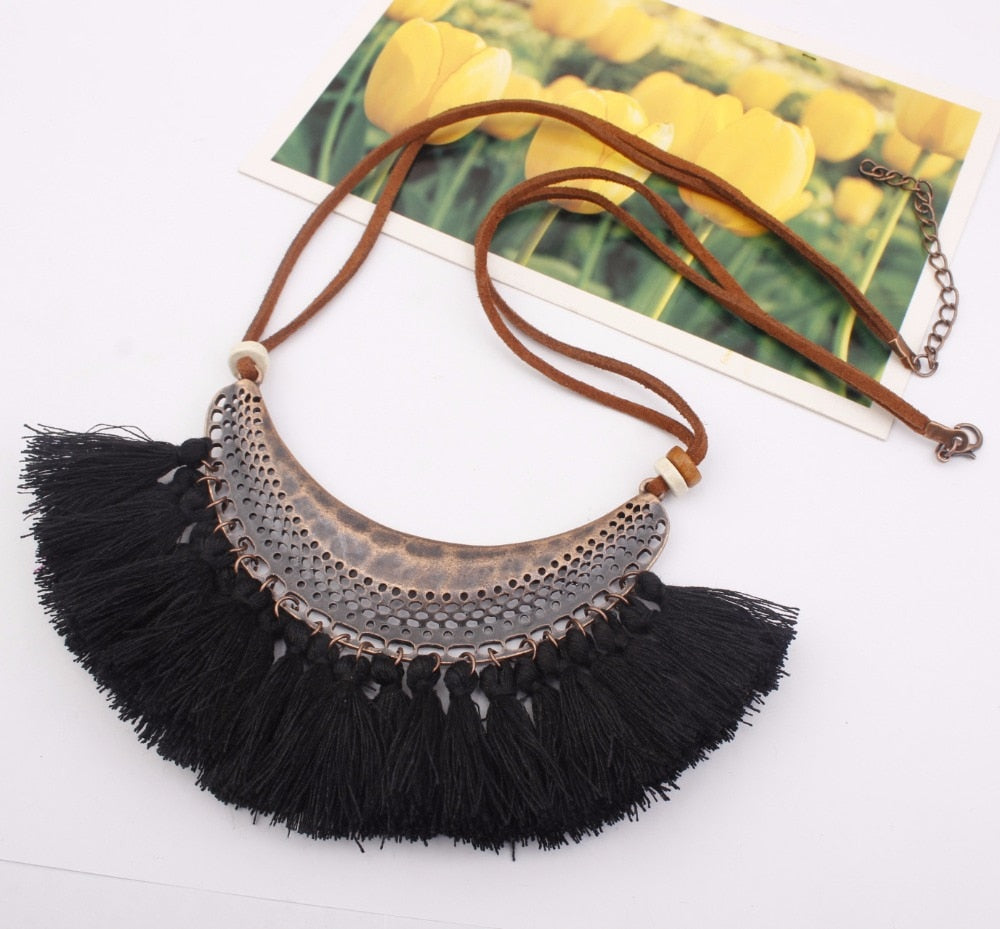 Bohemian Tassels Bib Necklace