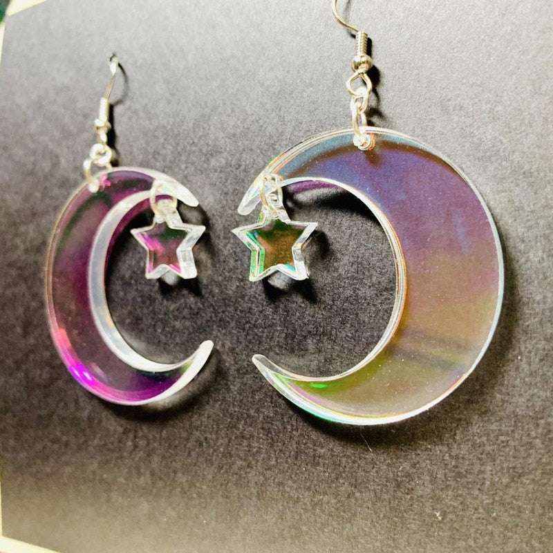 Discoloration Acrylic Oversized Moon Earrings for Women Small Star Hanging Geometric Earrings Fashion Statement Unusual Jewelry 31f548fe cd2b 460e 8ec6