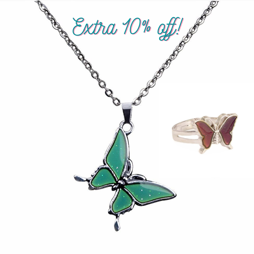 Dreamy Butterfly Mood Necklace & Ring