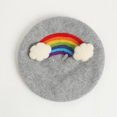 Cloudy with a Chance of Rainbow Wool Beret