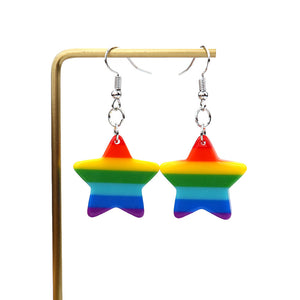 Rainbow Star / Heart Dangle Earrings