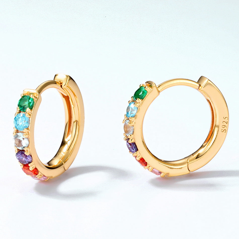 Rainbow Sparkle Hoop Earrings