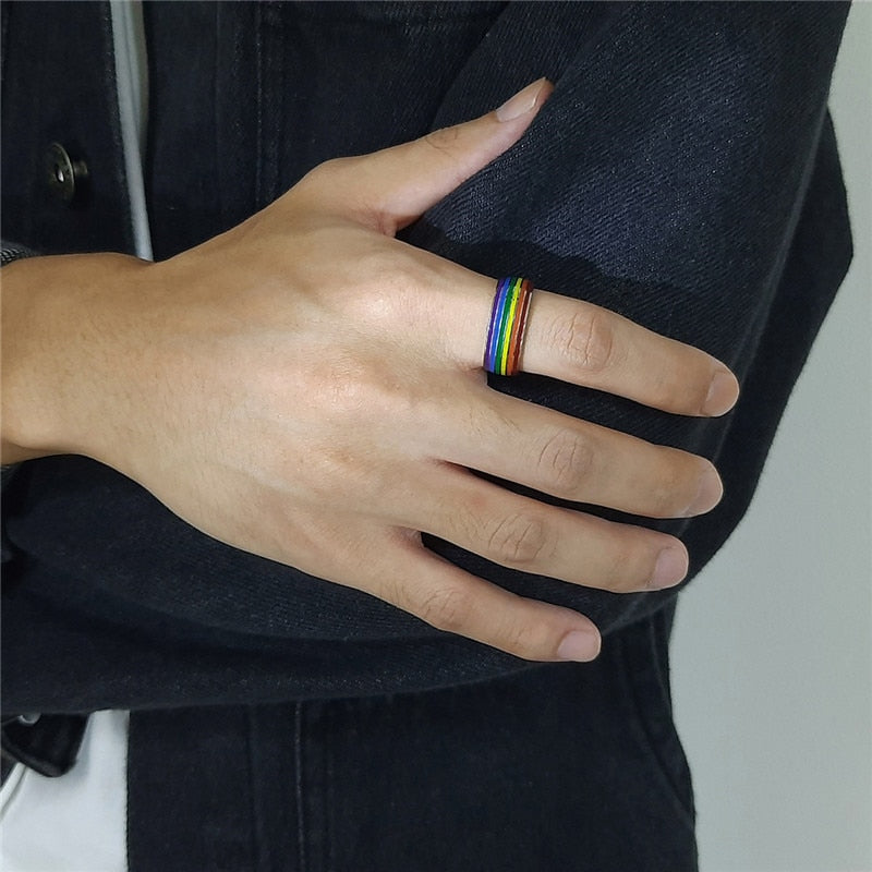 Pride Stripes Enamel Ring