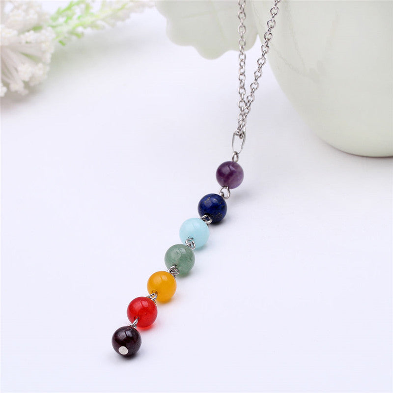 Rainbow Chakra Lariat Necklace