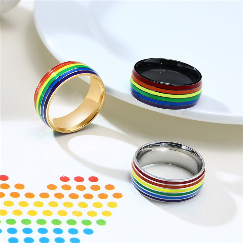 Pride Stripes Enamel Ring