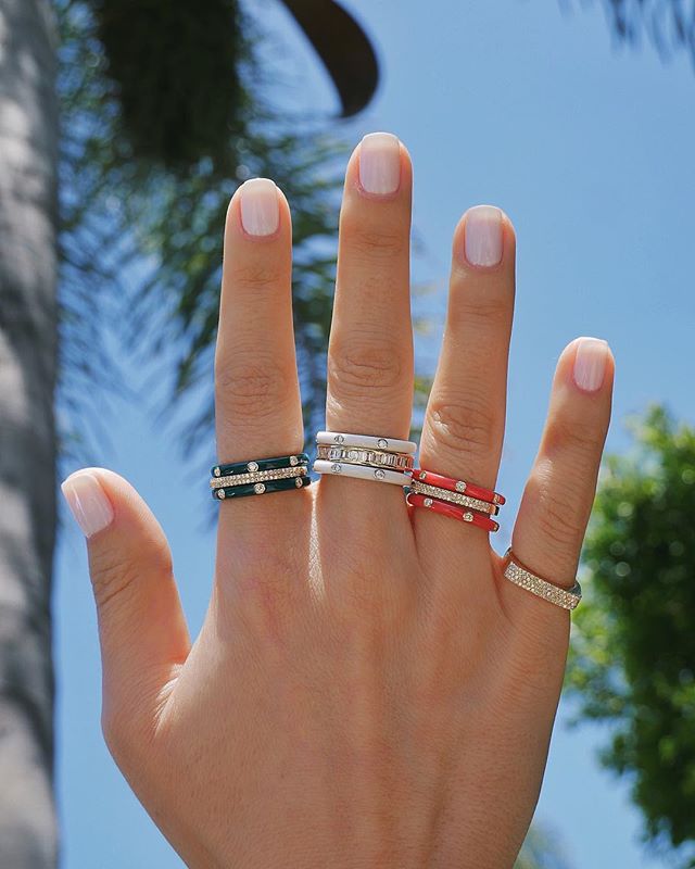 Stackable Colorful Rings Multicolor Enamel Stacking Rings – The Rainbow Locker