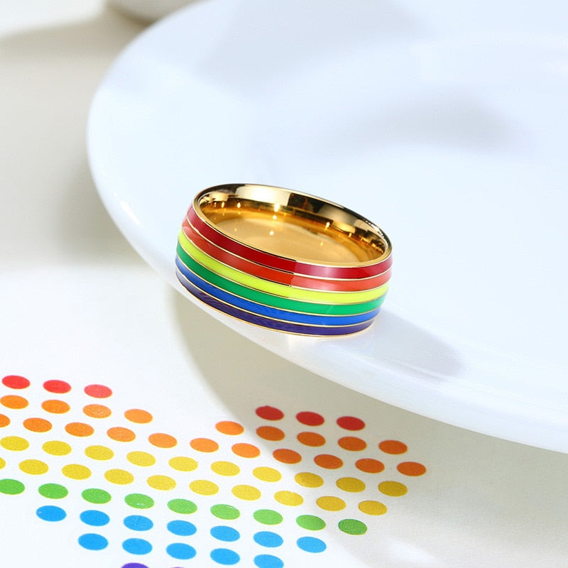 Pride Stripes Enamel Ring