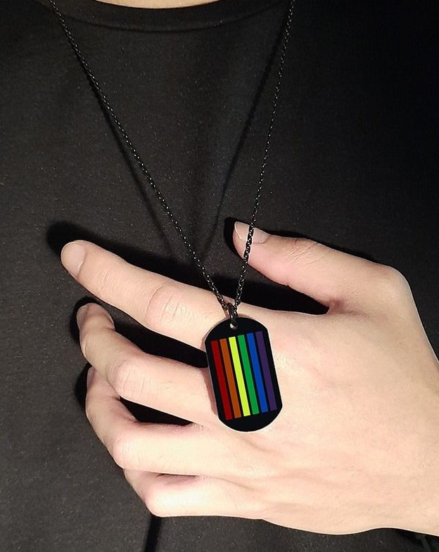 Pride Flag Dogtag Necklace