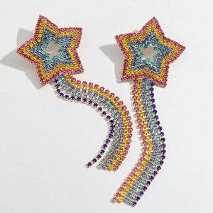 Rainbow Rhinestones Statement Earrings