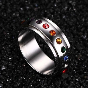 Rainbow Crystals Spinner Ring