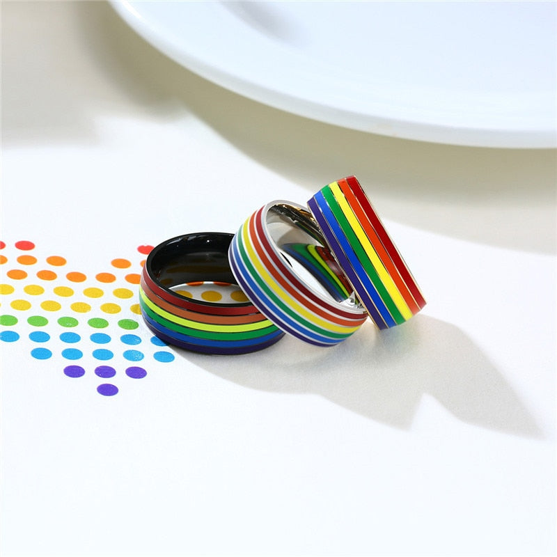 Pride Stripes Enamel Ring