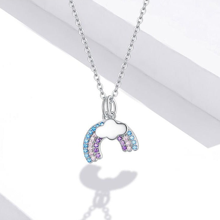 Pastel Rainbow Charm Necklace & Earrings