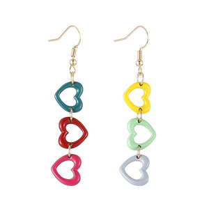 Rainbow Hearts Drop Earrings