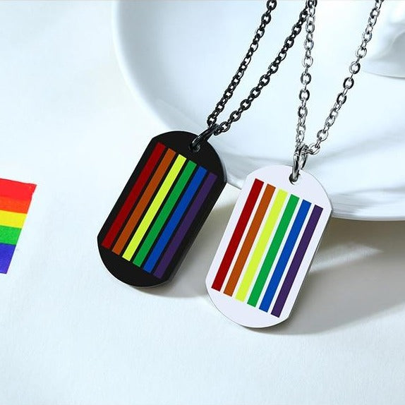 Pride Flag Dogtag Necklace