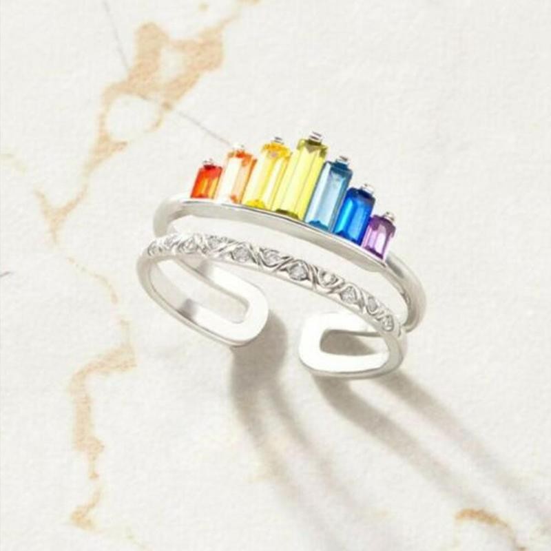 Adjustable rainbow deals ring