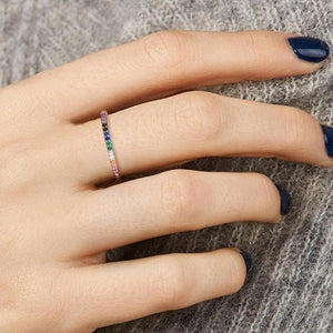 Minimalist Rainbow Crystals Ring