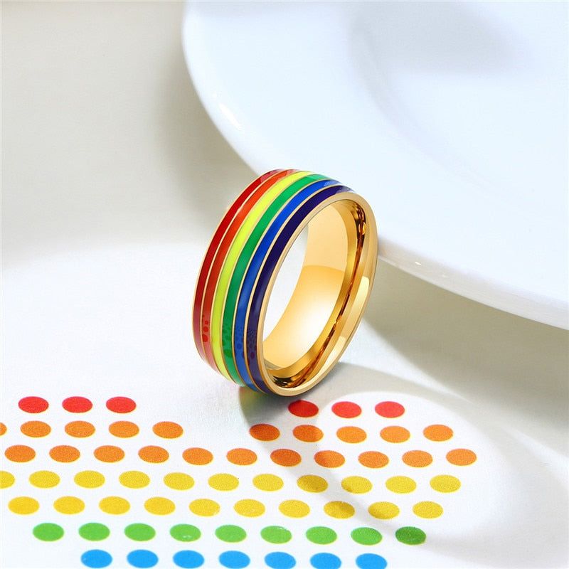 Pride Stripes Enamel Ring